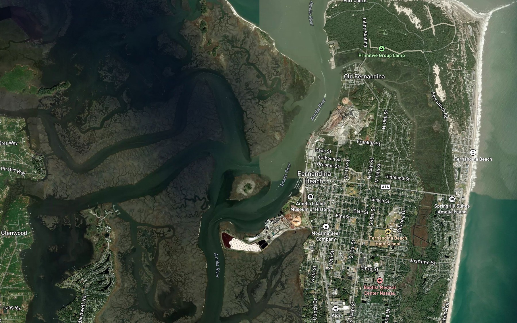 Satellite map of the Bells River