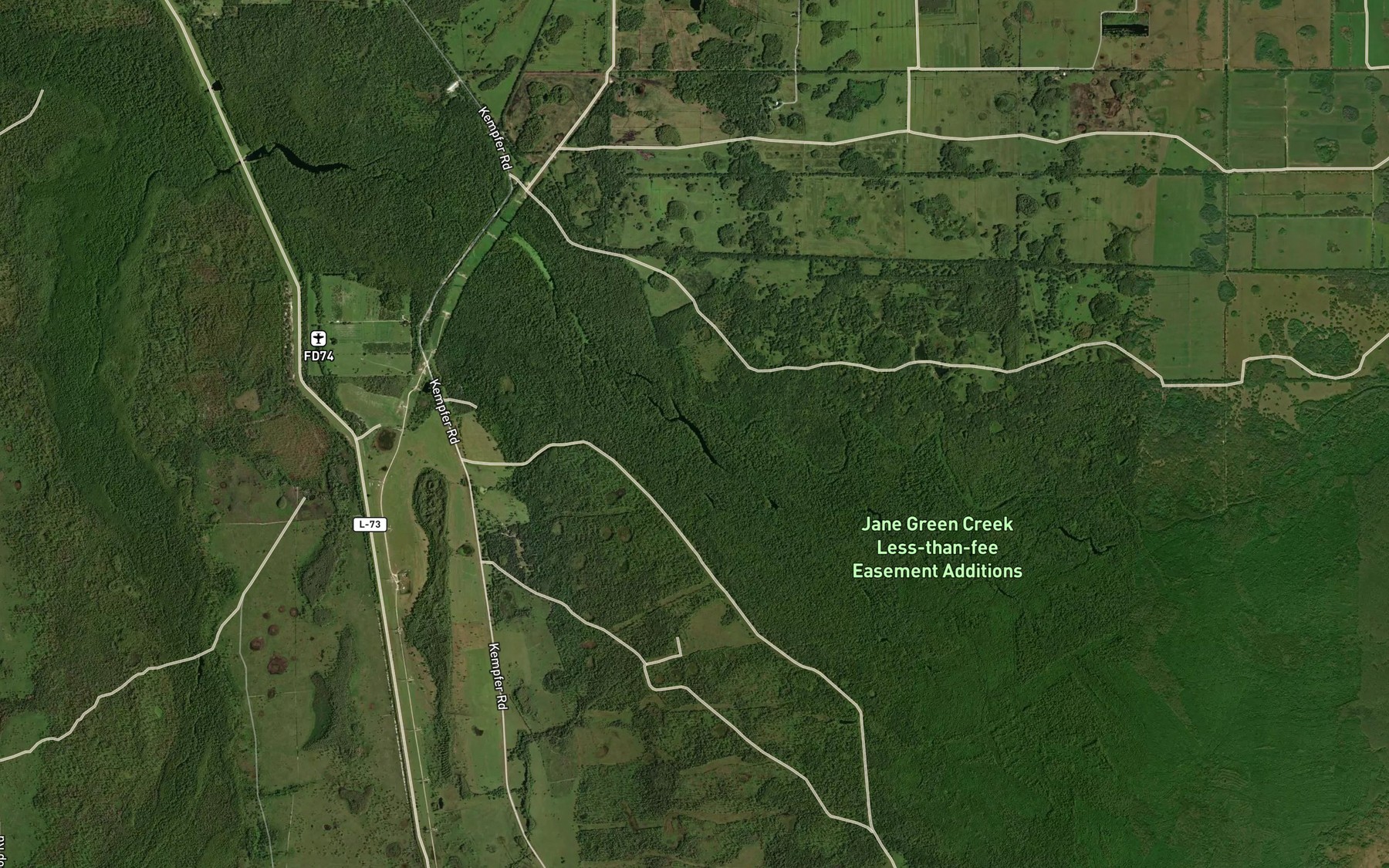 Satellite map of the Clay Lake