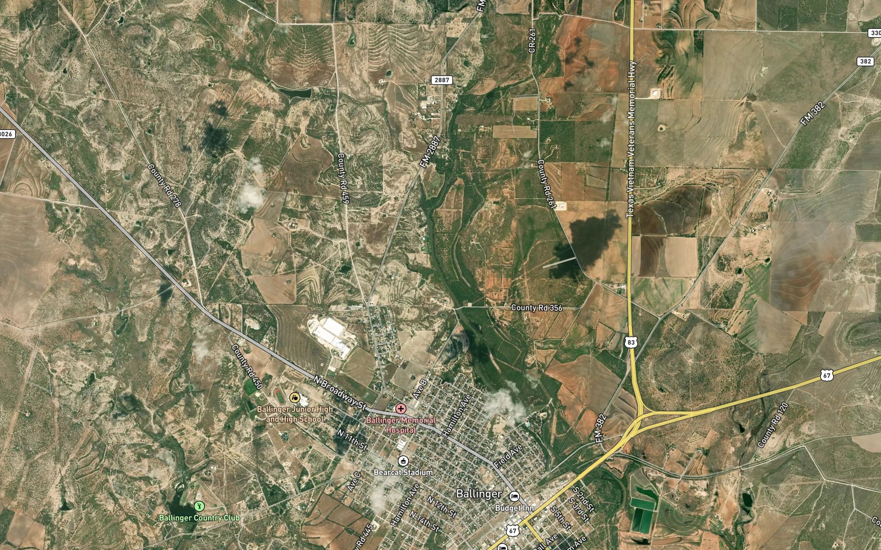 Satellite map of the Rattlesnake Creek