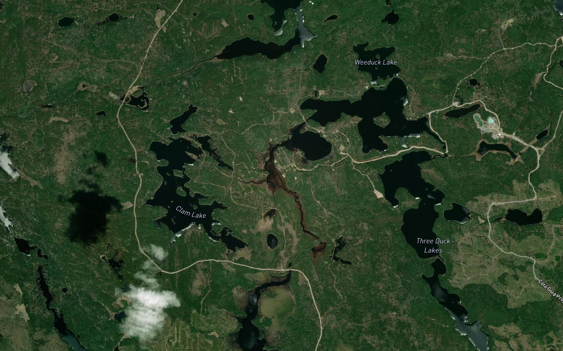 Satellite map of the Clam Creek