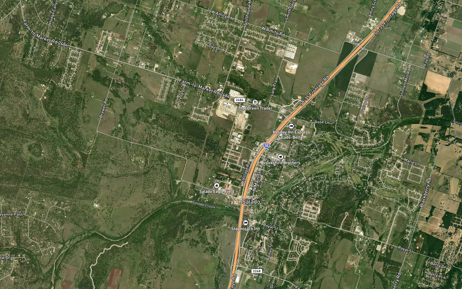 Satellite map of the Salado Springs