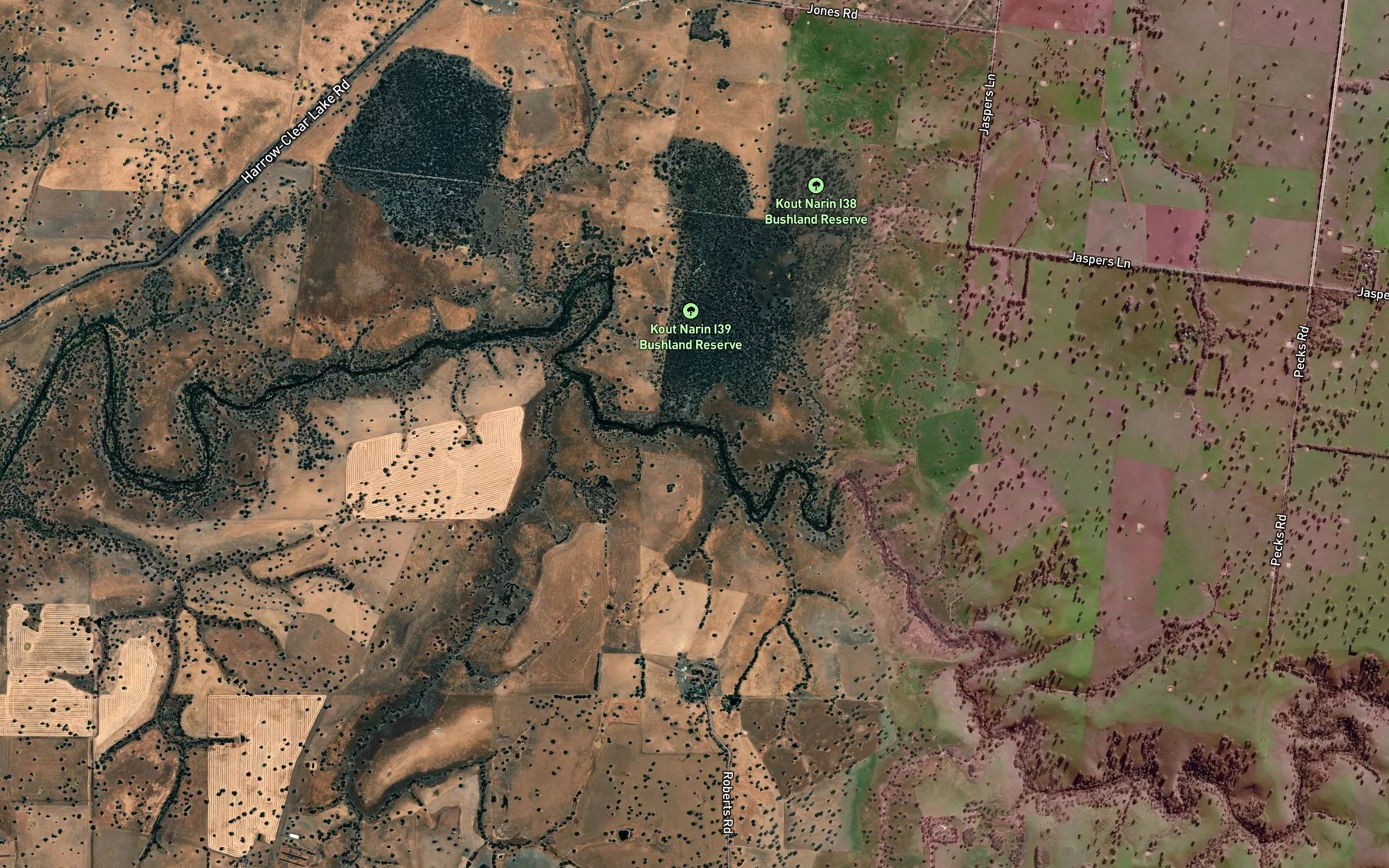 Satellite map of the Glenelg River