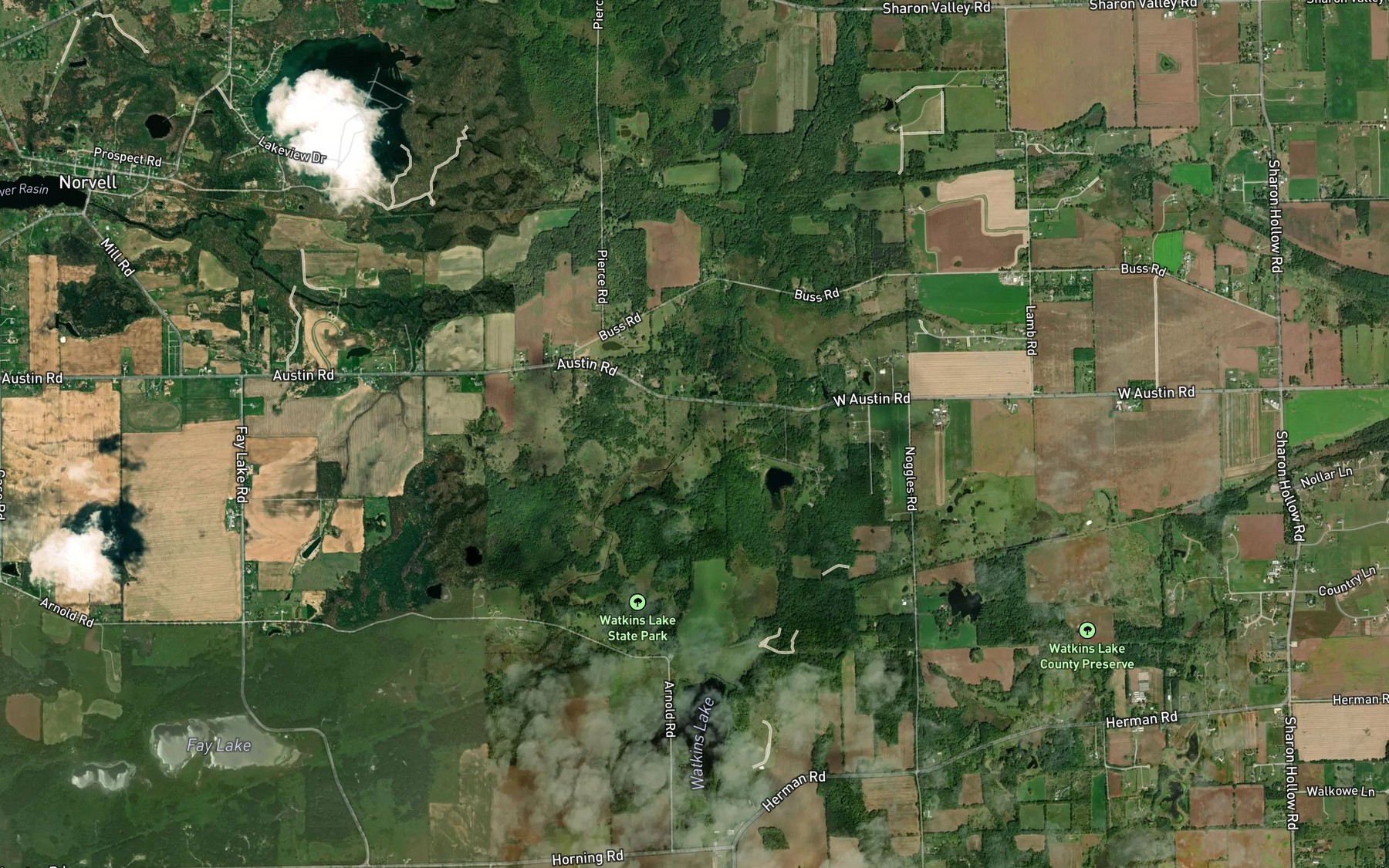 Satellite map of the Norvell Manchester Drain