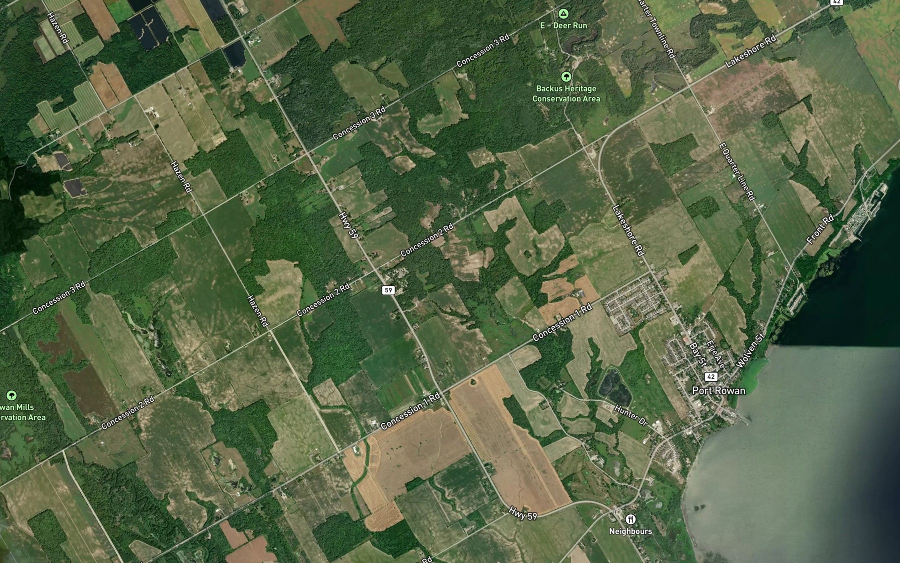 Satellite map of the Mud Creek