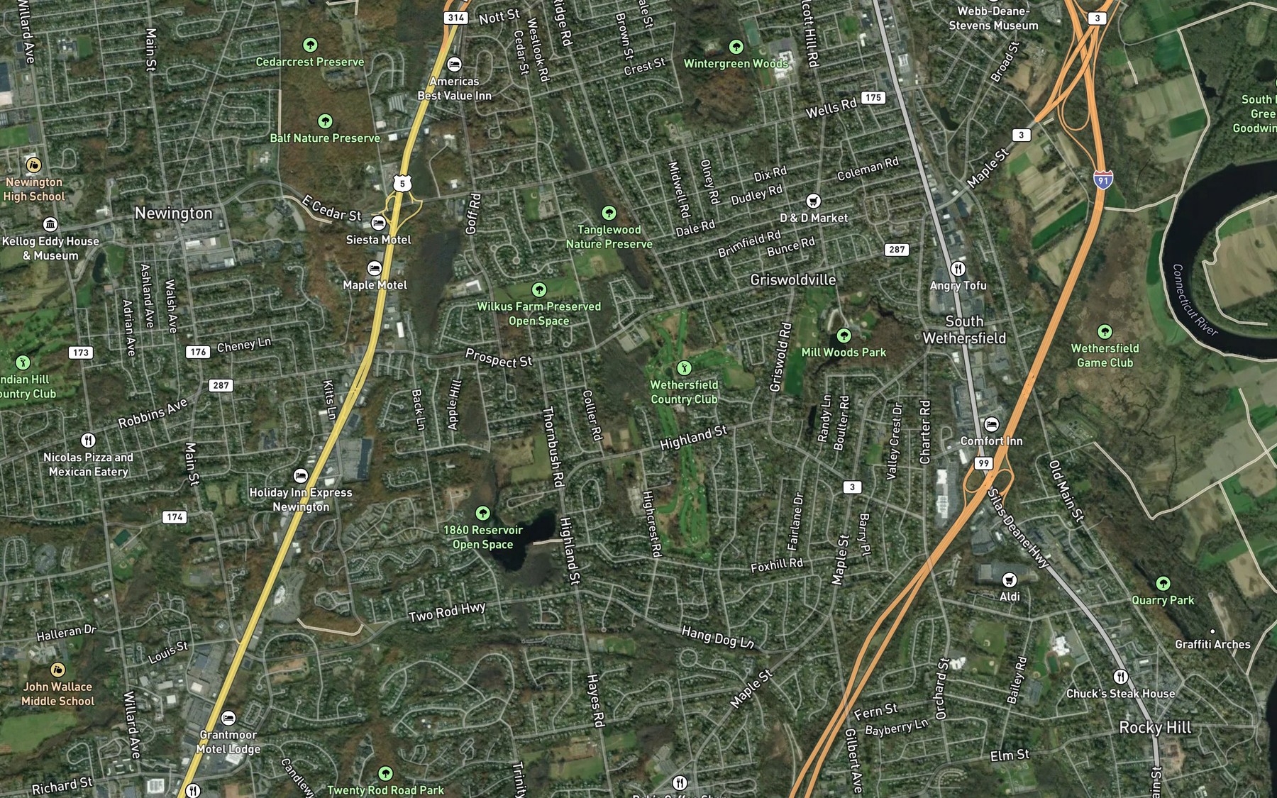 Satellite map of the Collier Brook