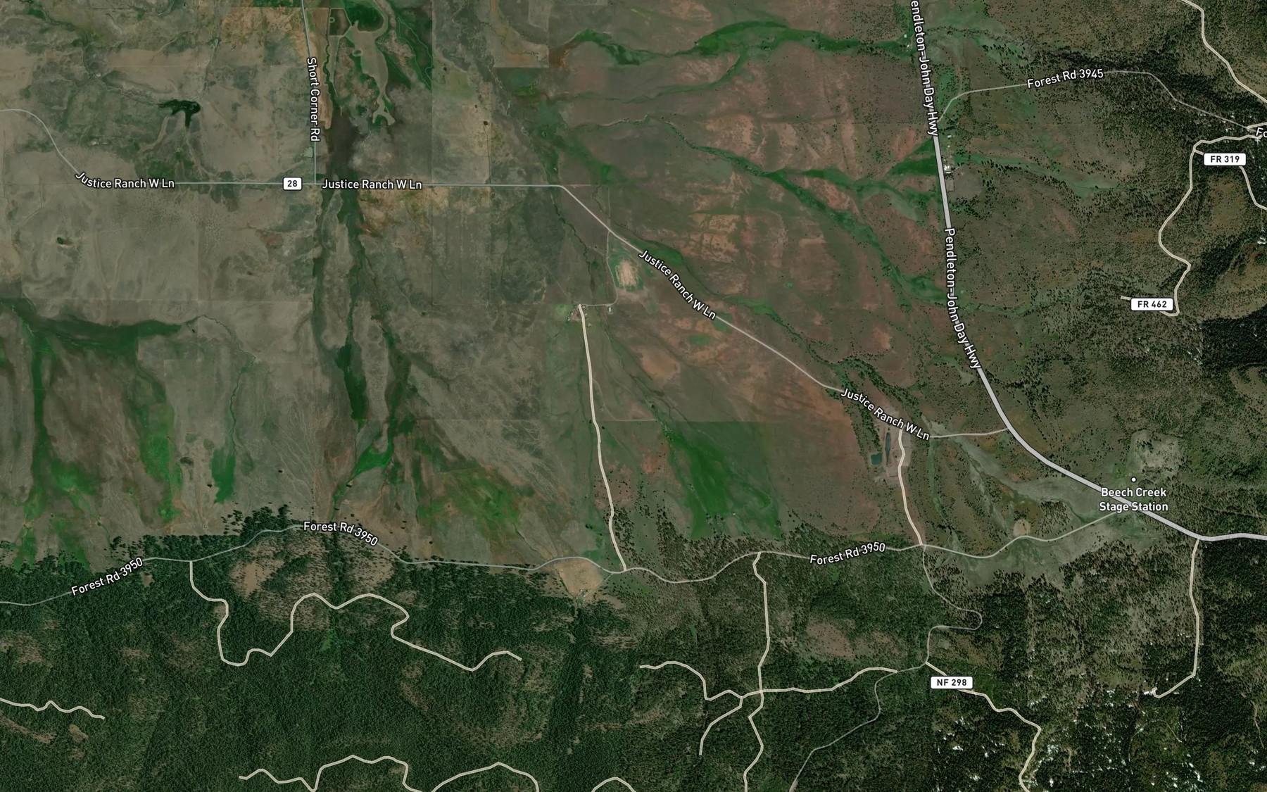 Satellite map of the East Creek