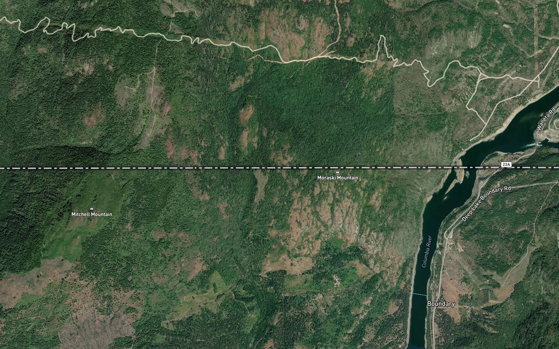 Satellite map of the Moris Creek