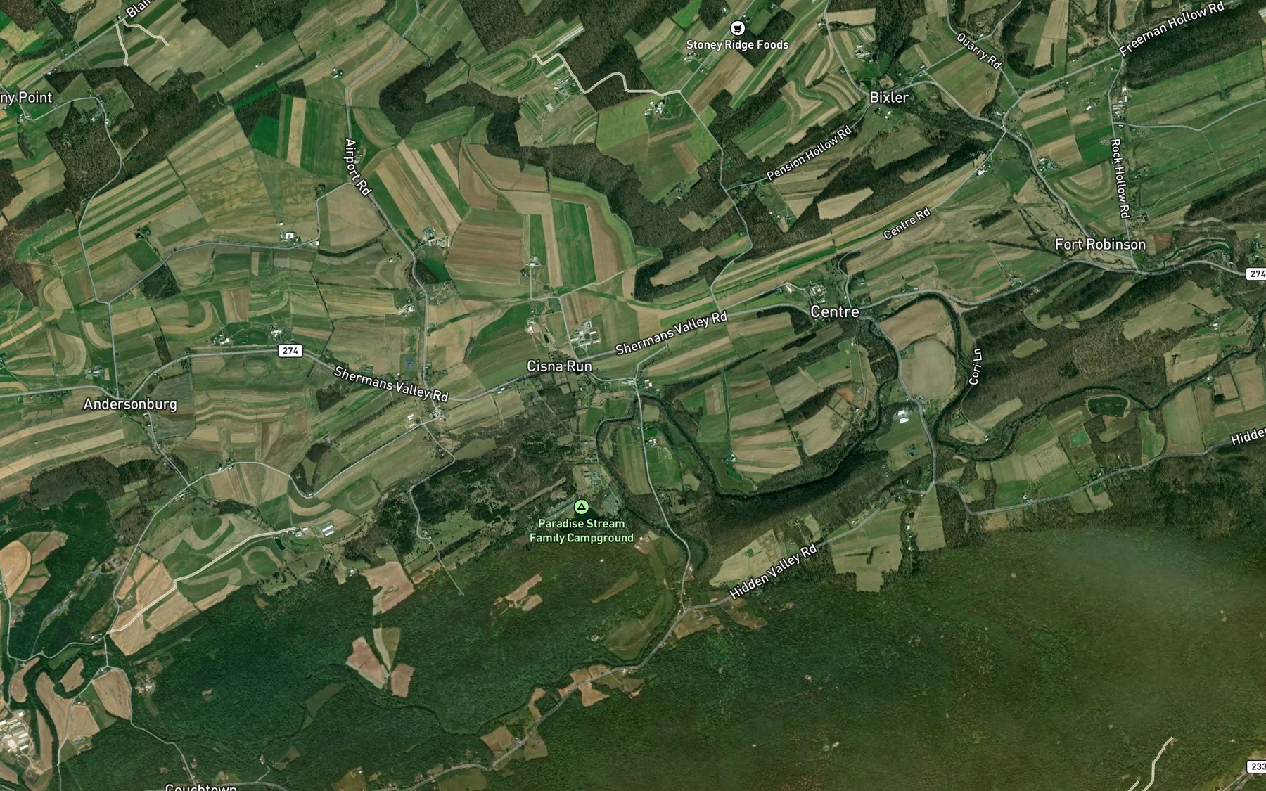Satellite map of the Cisna Run