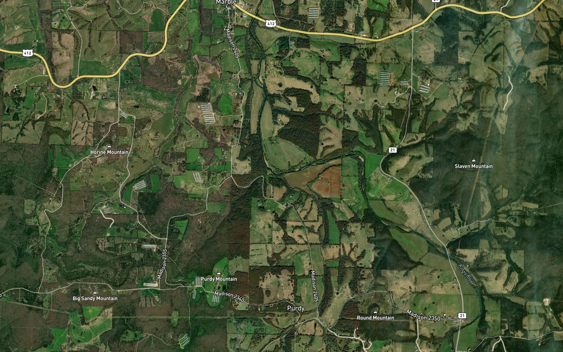 Satellite map of the Spanker Branch