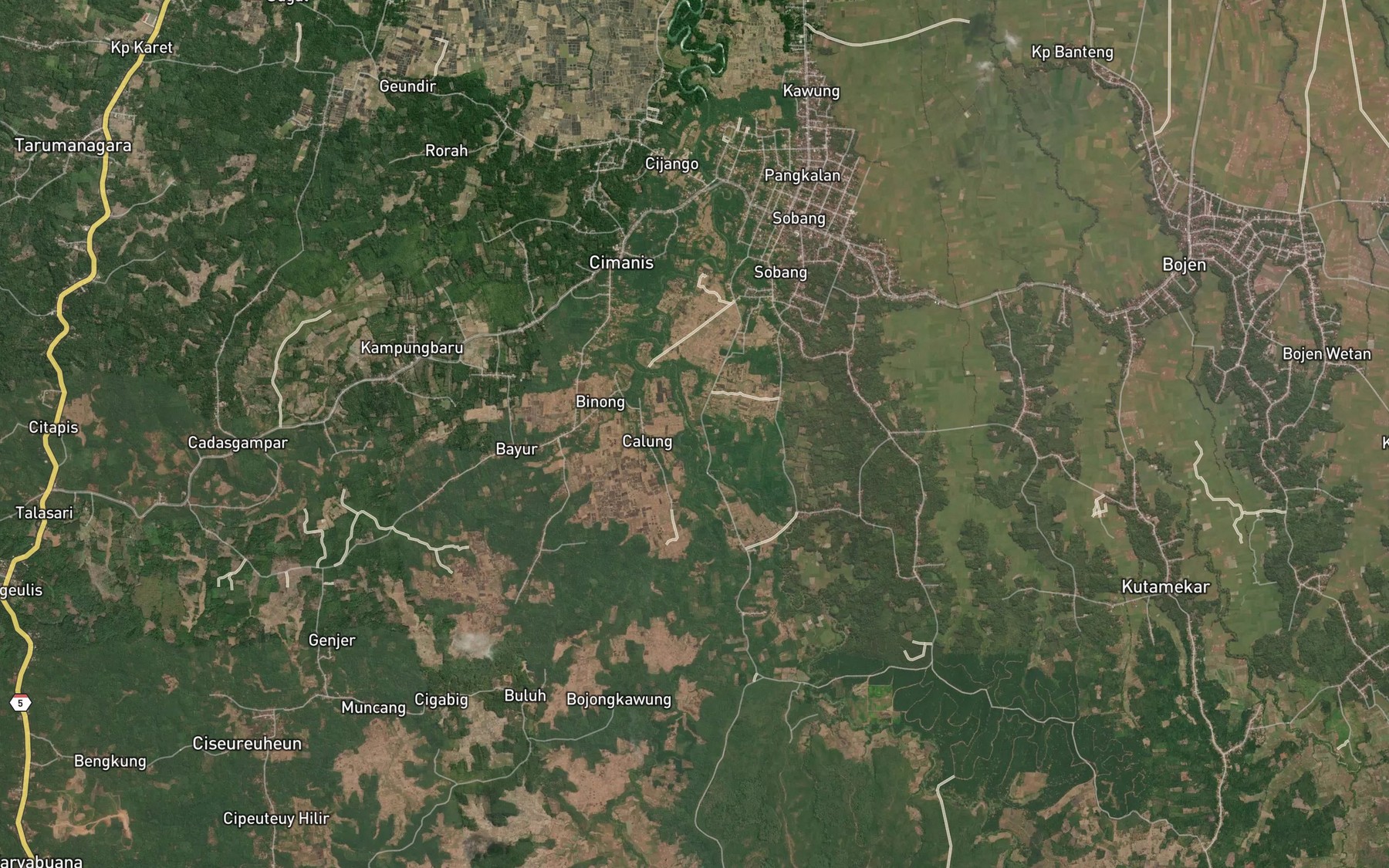 Satellite map of the Ci Mandahan