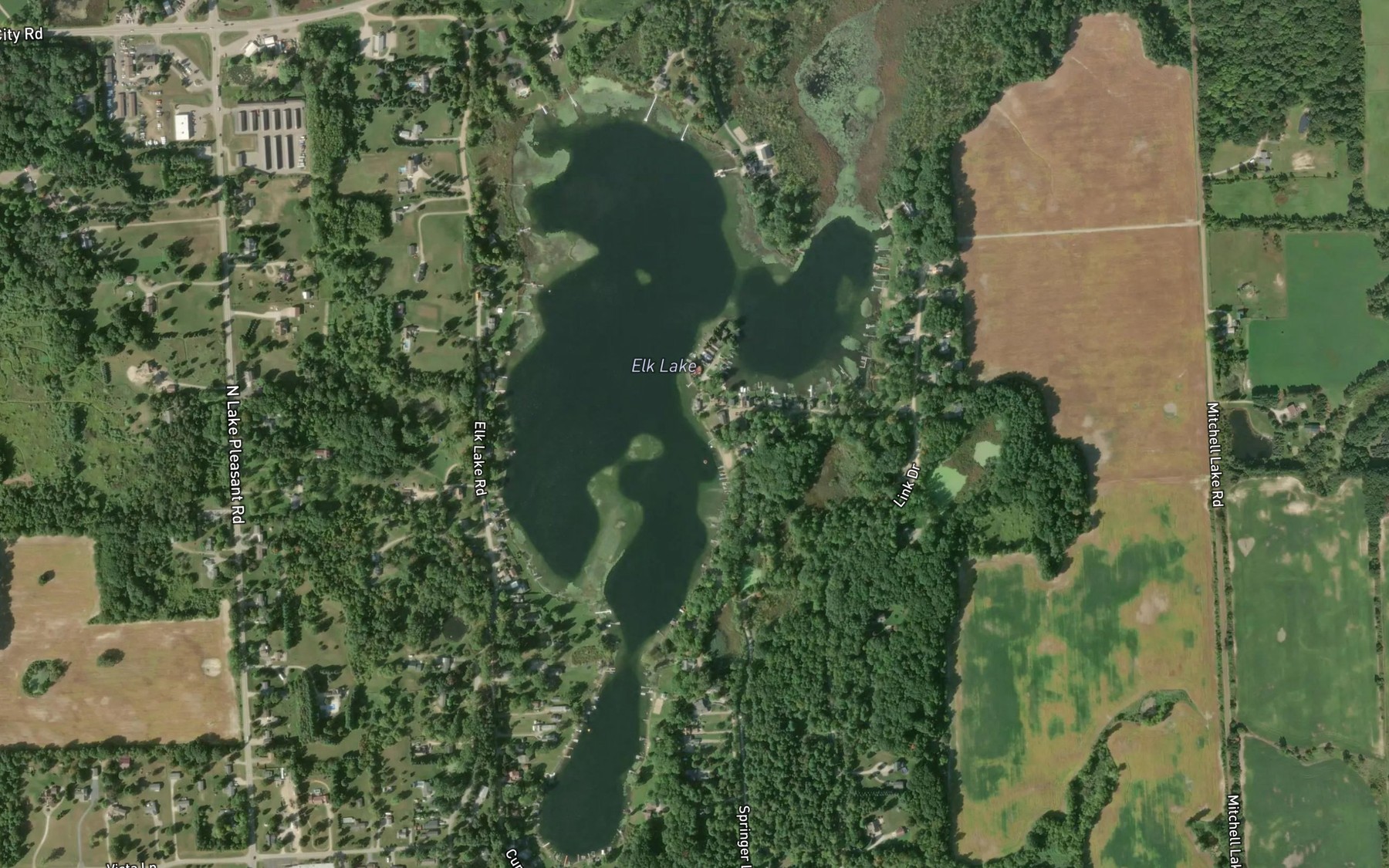 Satellite map of the Elk Lake