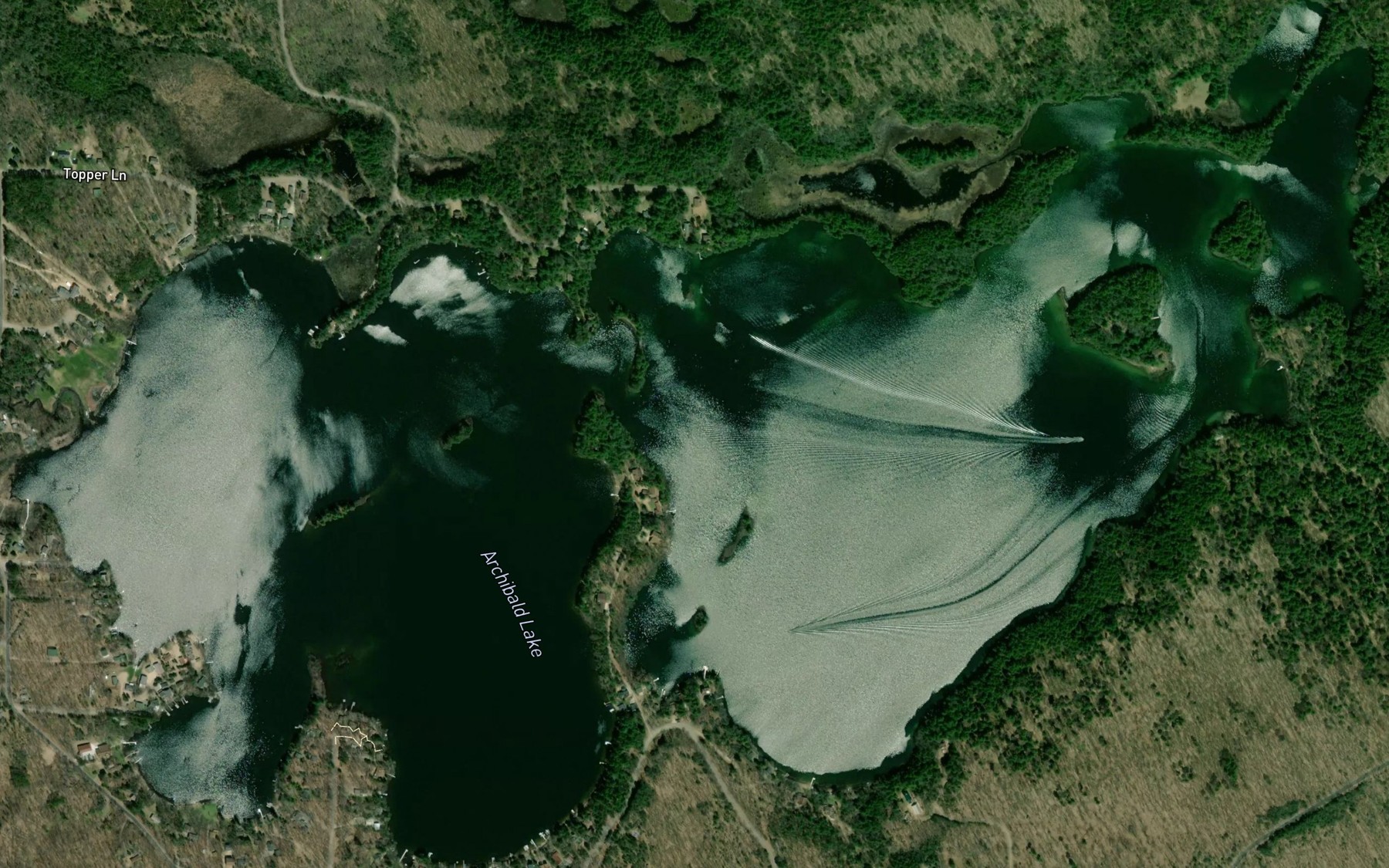 Satellite map of the Archibald Lake