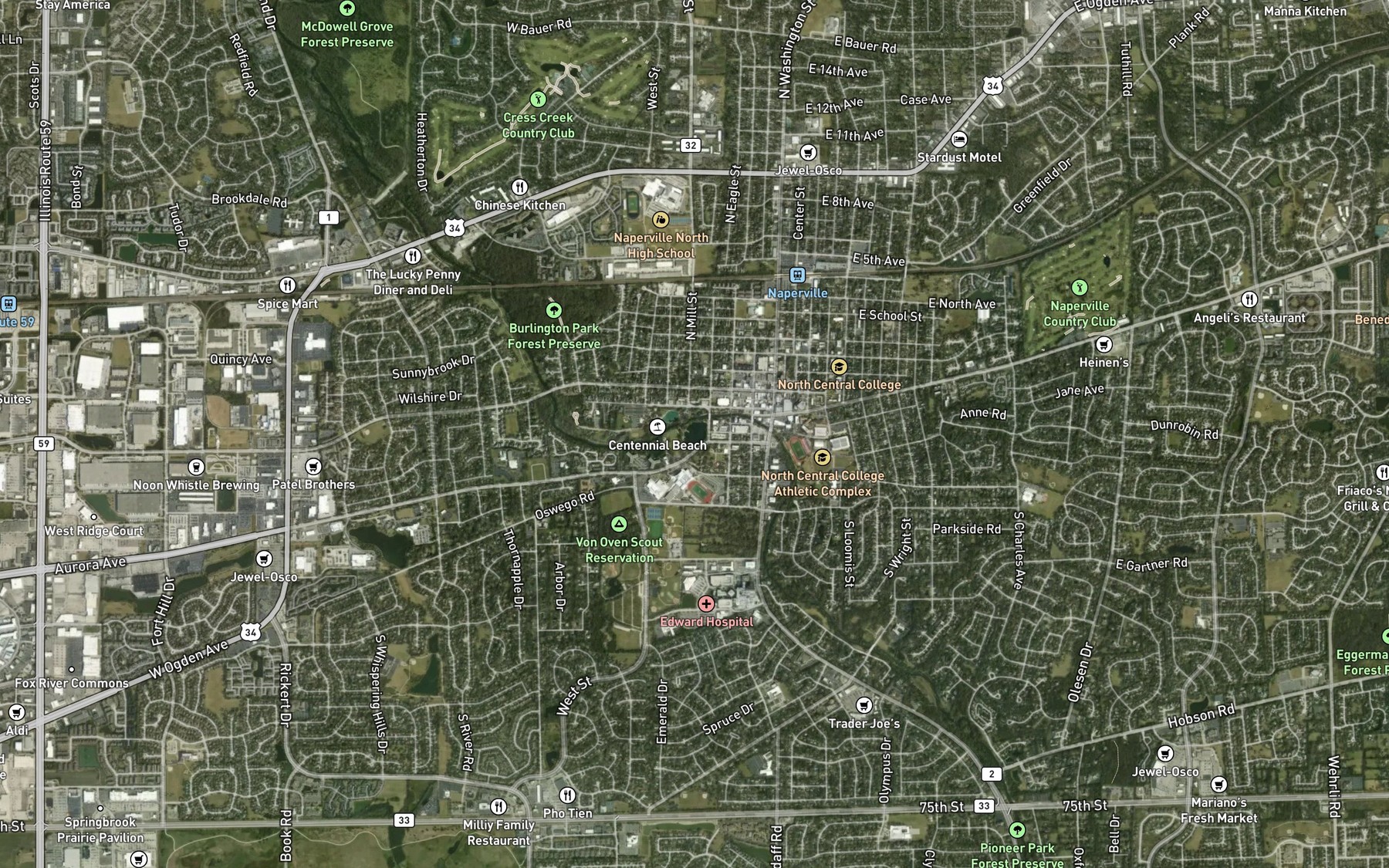 Satellite map of the Quarry Lake