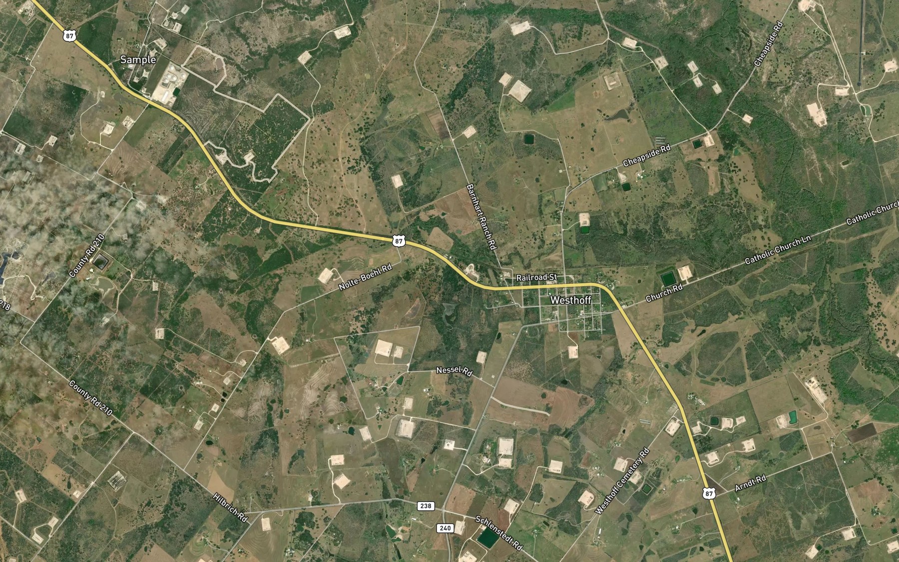 Satellite map of the Barnhart Lake