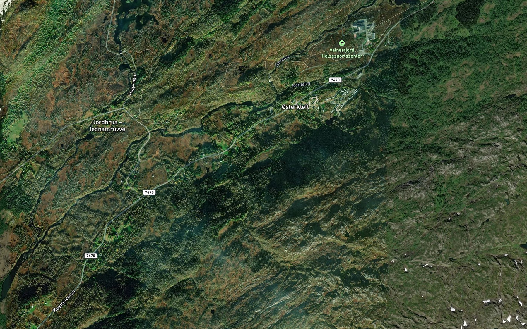Satellite map of the Lilleelva
