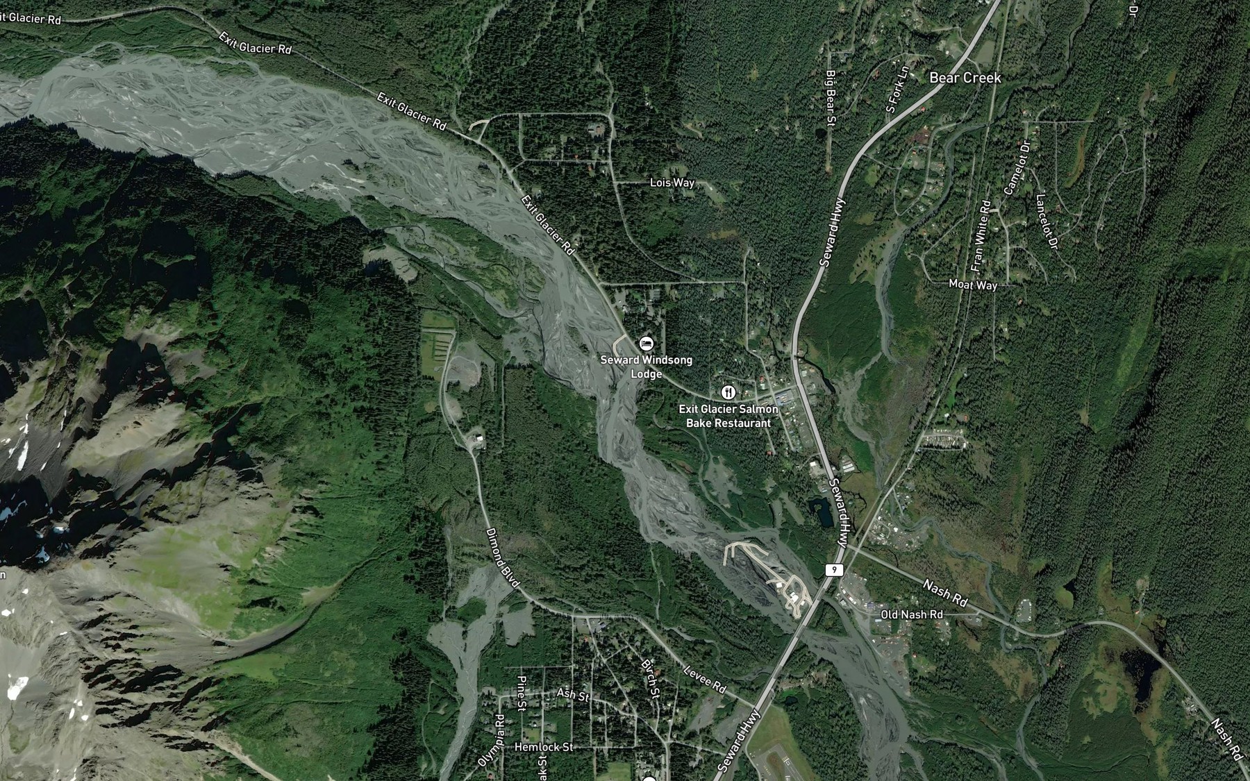 Satellite map of the Box Canyon Creek