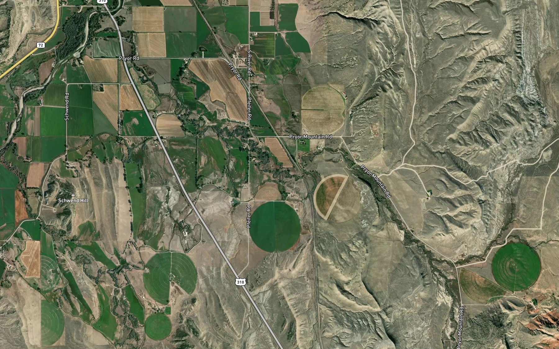 Satellite map of the Jack Creek