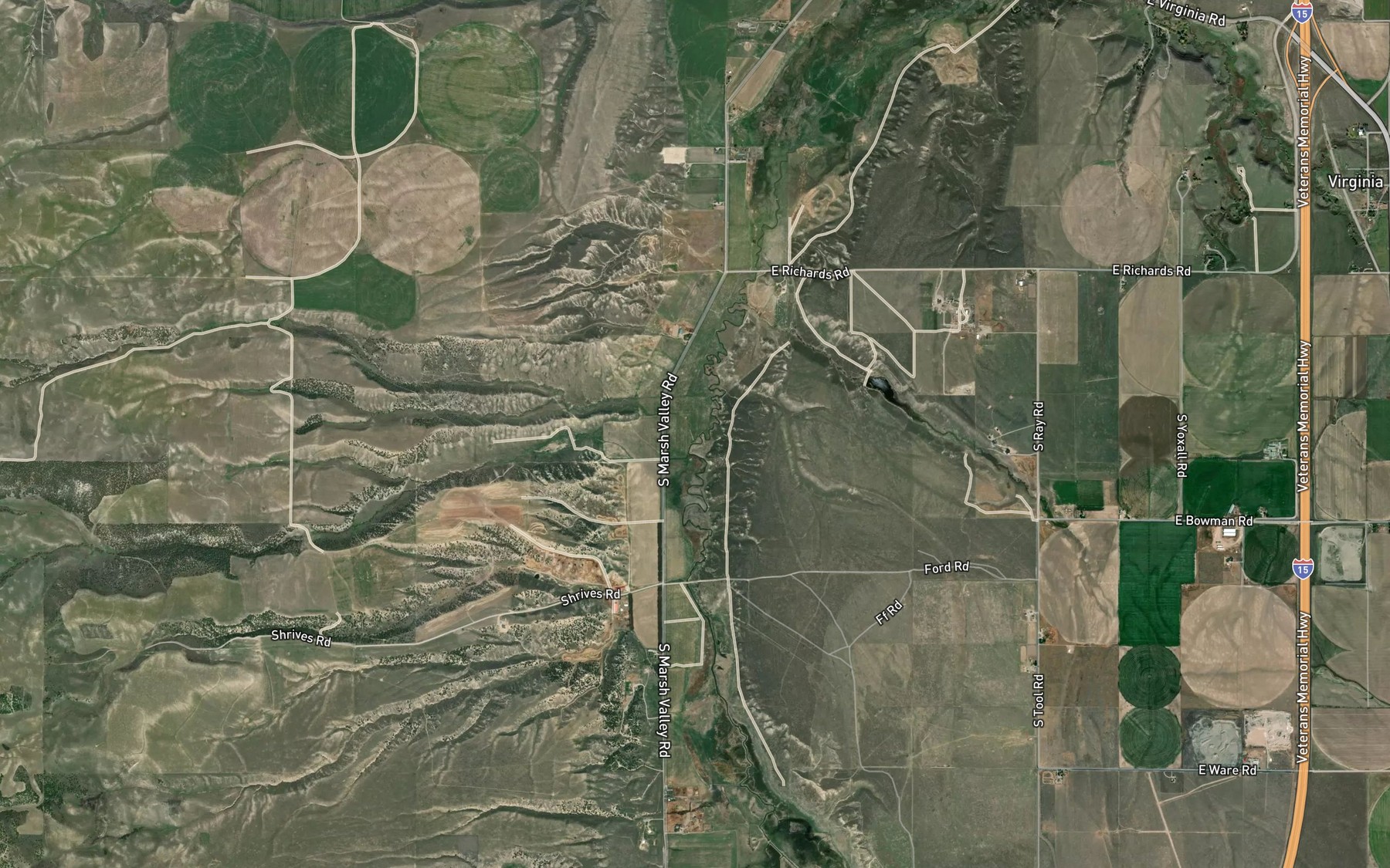 Satellite map of the Potter Creek