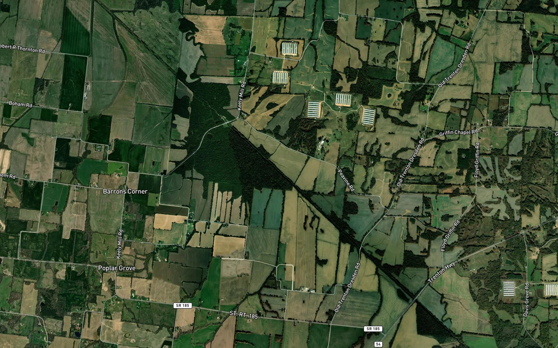 Satellite map of the Camp Creek