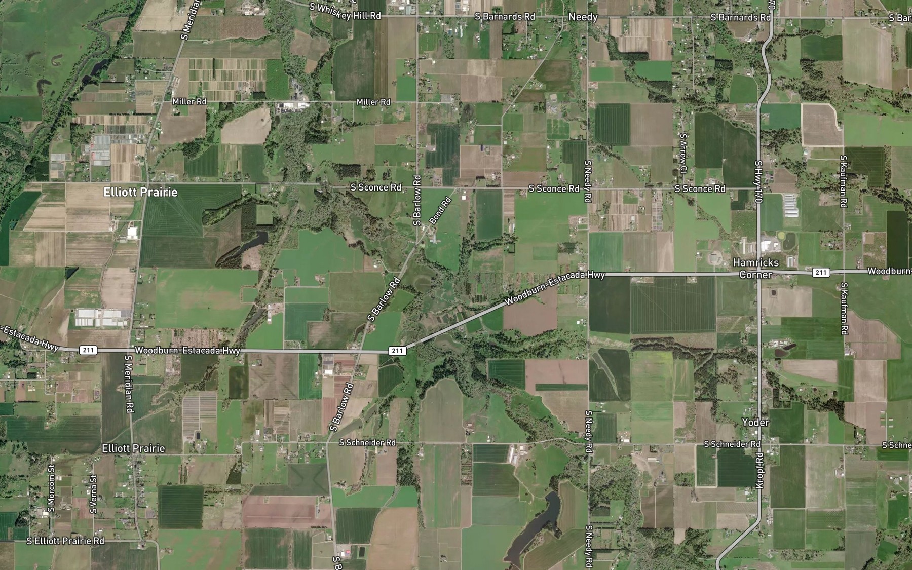 Satellite map of the Wills Creek