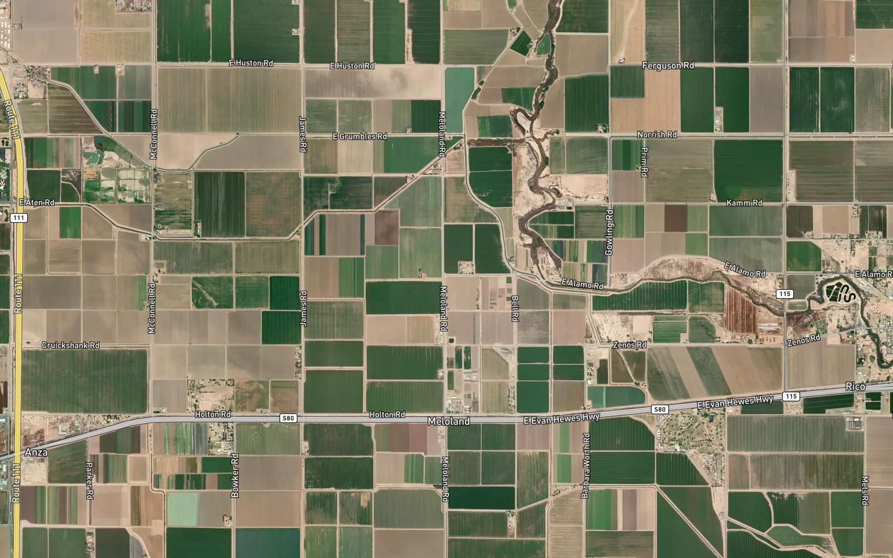 Satellite map of the South Central Drain One
