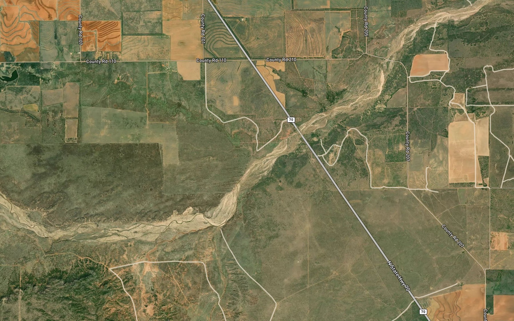 Satellite map of the Tom Handle Creek