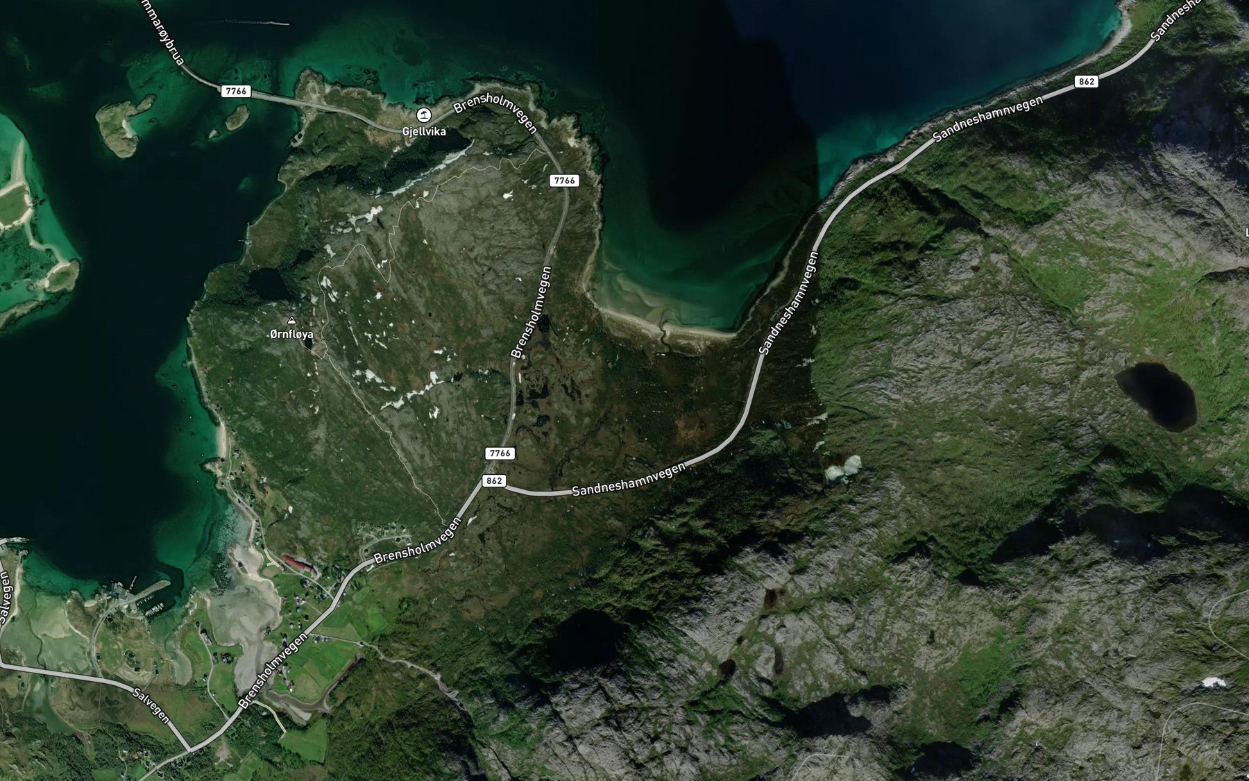 Satellite map of the Sandvikelva