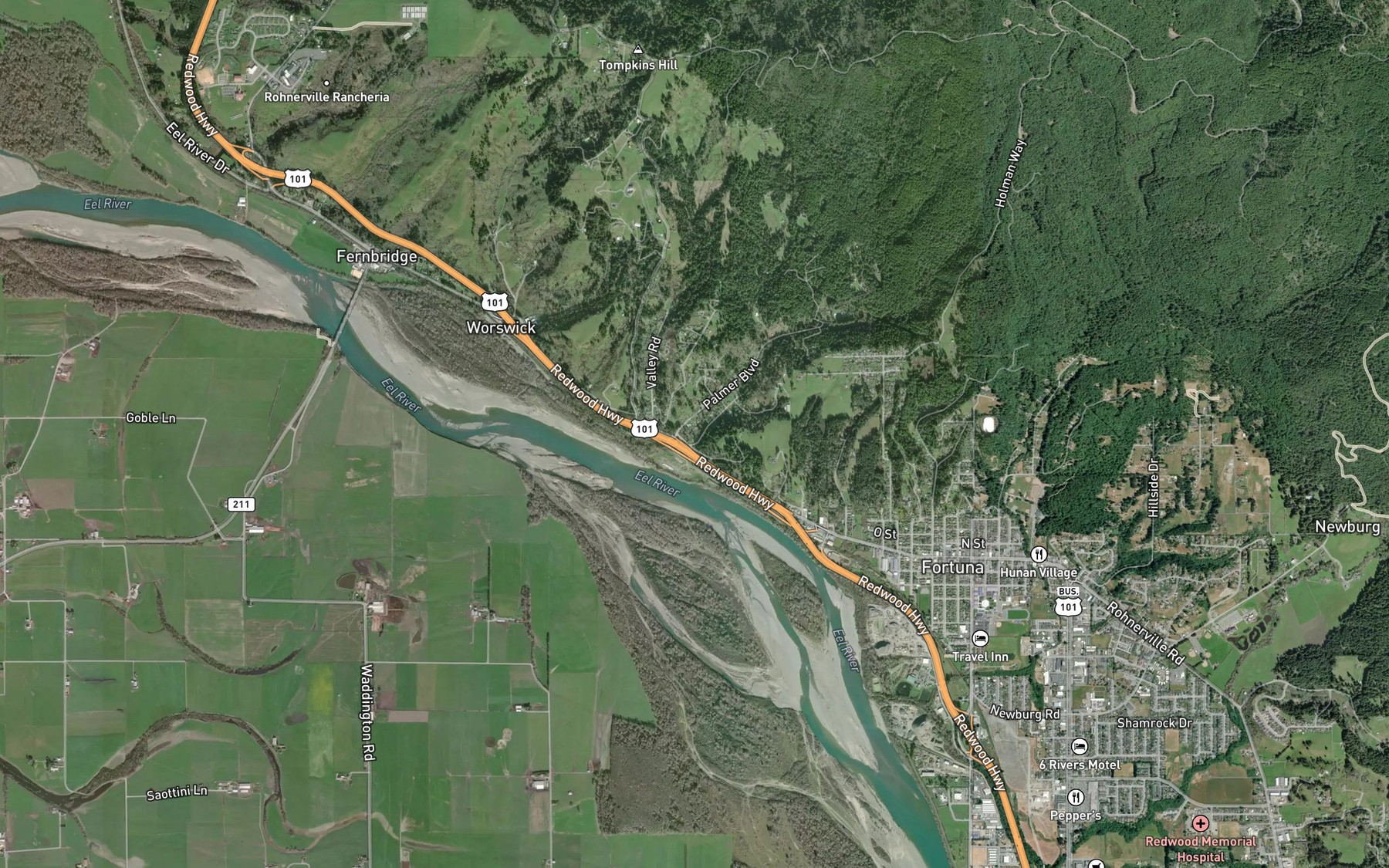 Satellite map of the Palmer Creek