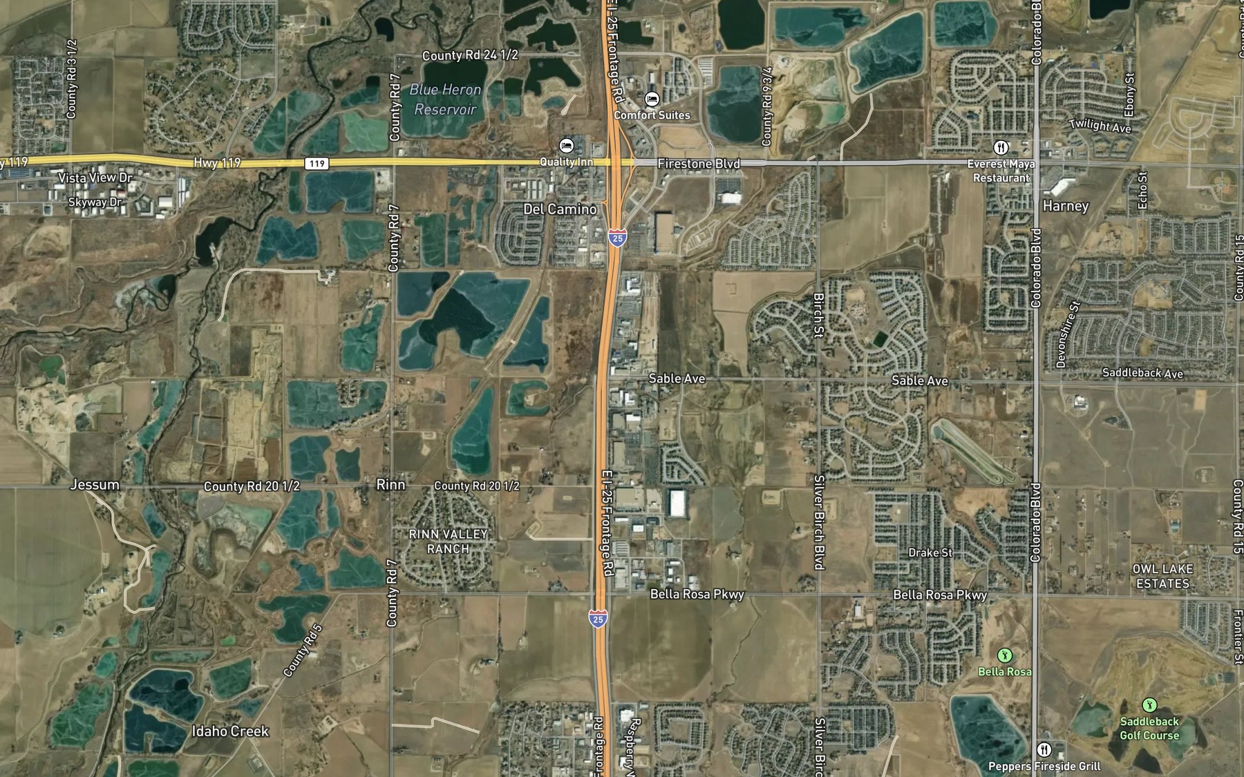 Satellite map of the Highland South Side Ditch