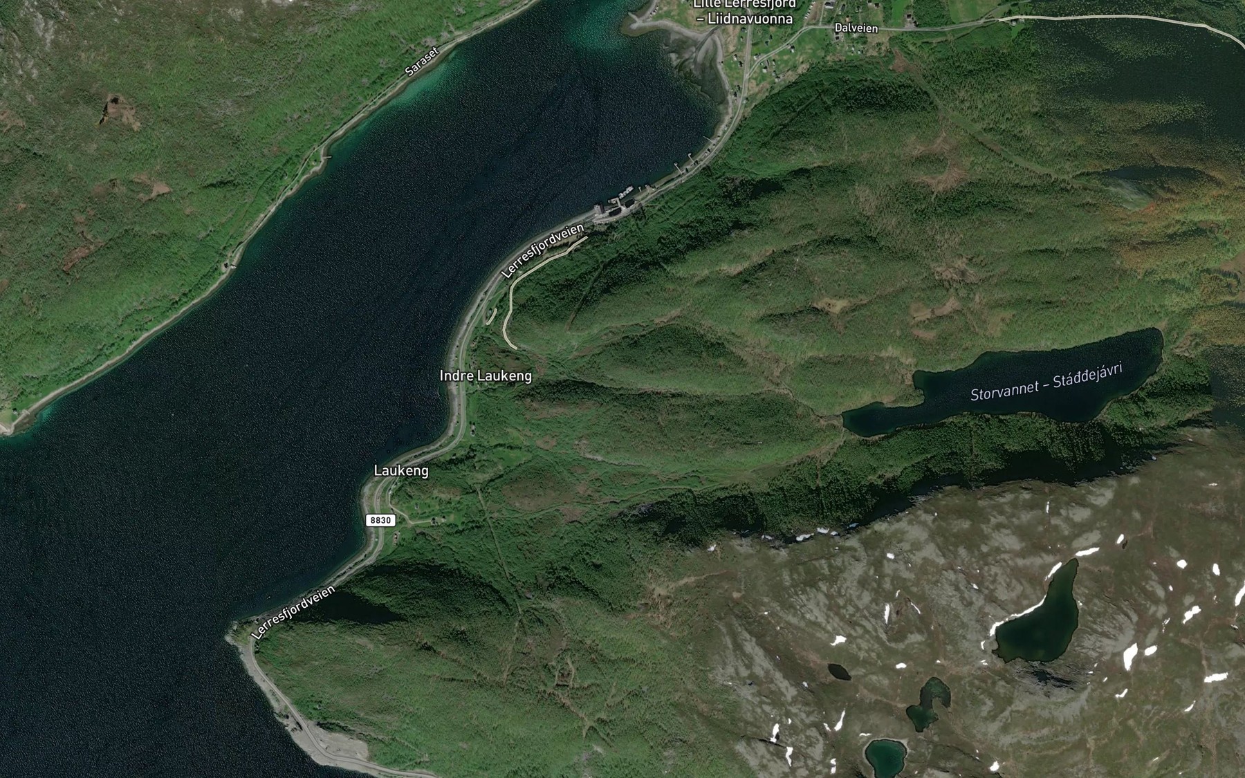 Satellite map of the Lavkejohka