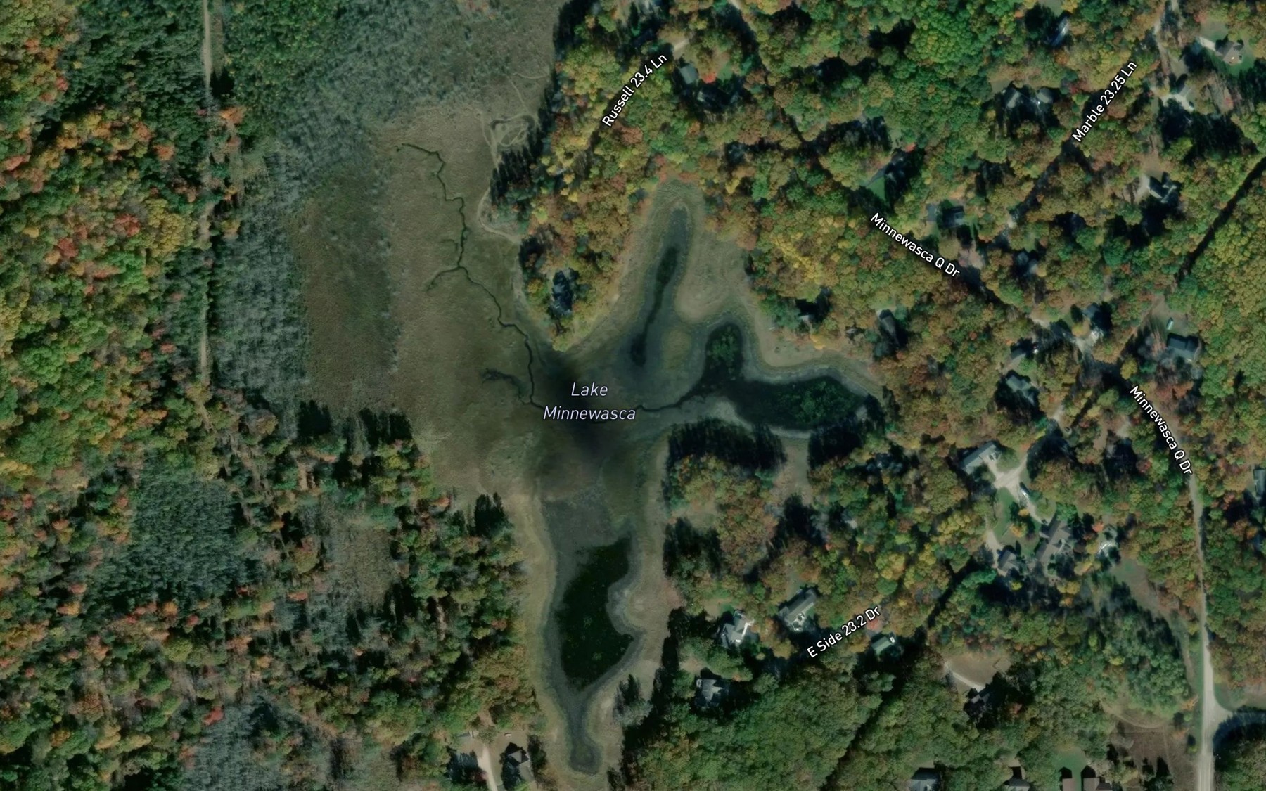 Satellite map of the Lake Minnewasca
