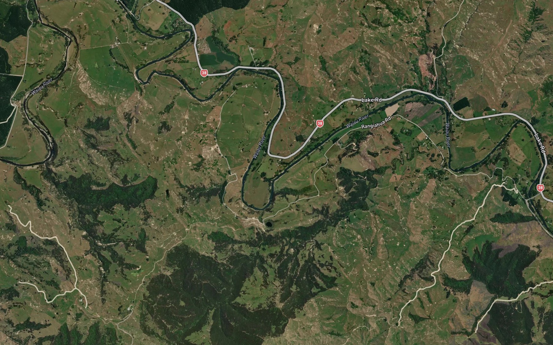 Satellite map of the Waiau River