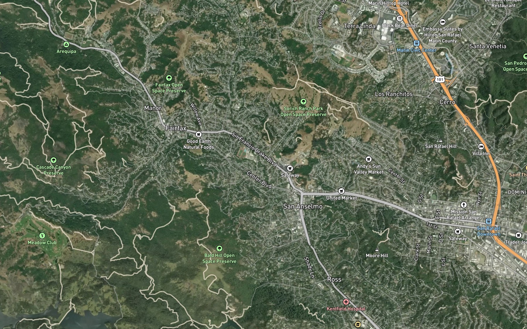 Satellite map of the Sleepy Hollow Creek
