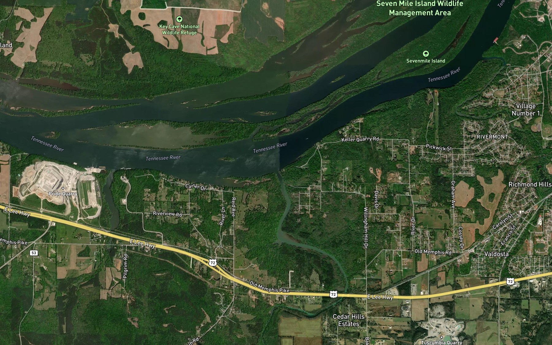 Satellite map of the Little Bear Creek