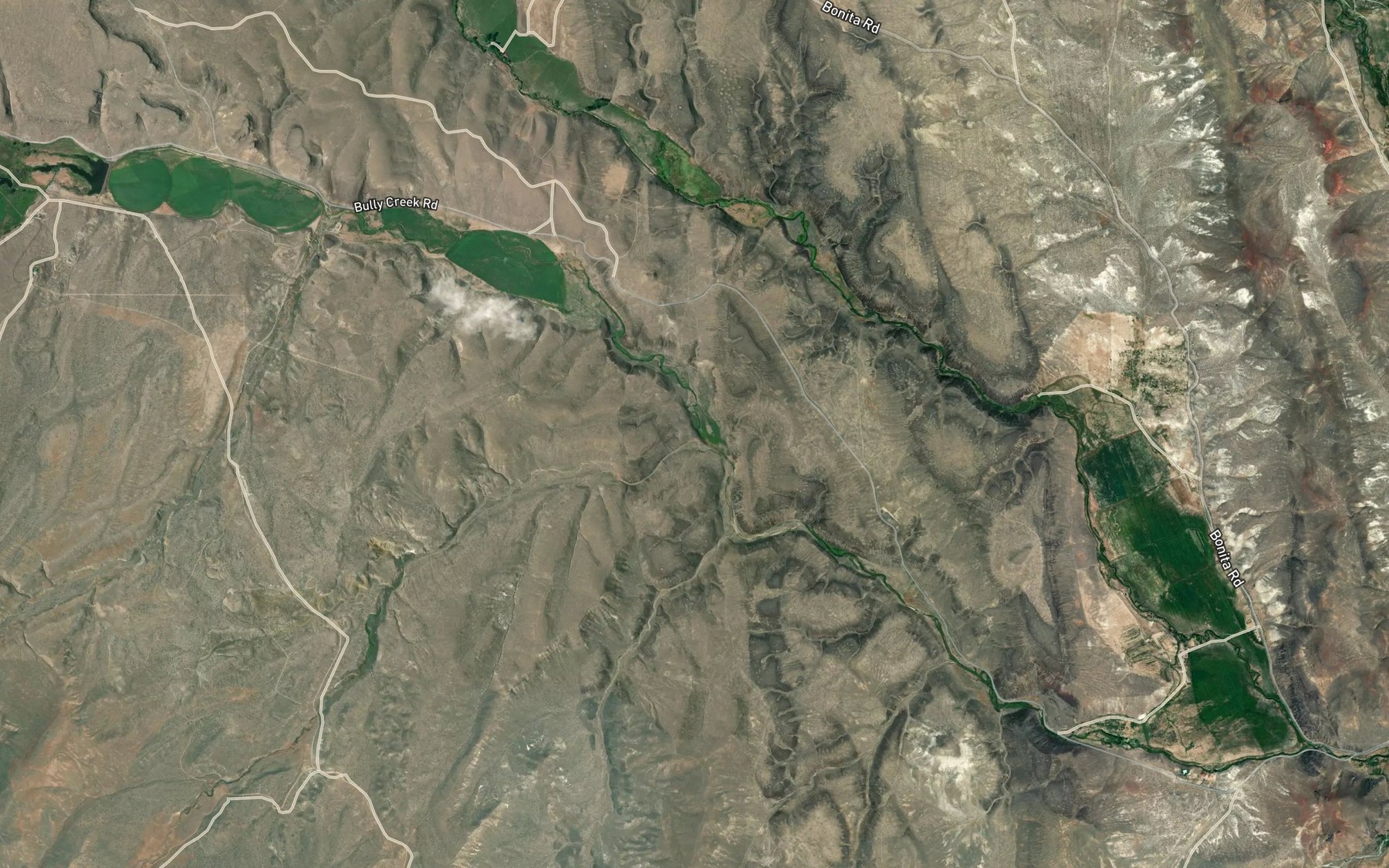 Satellite map of the Swamp Creek