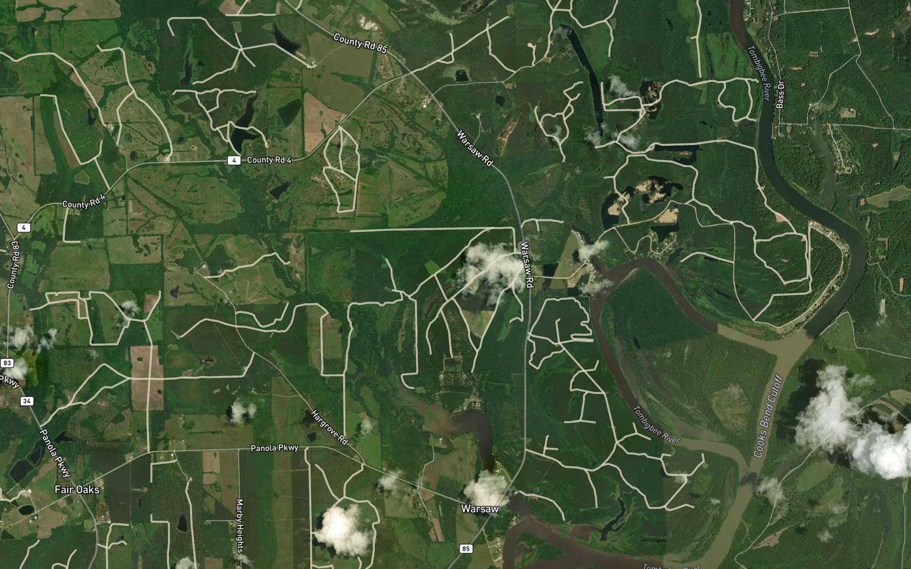 Satellite map of the Bell Lake