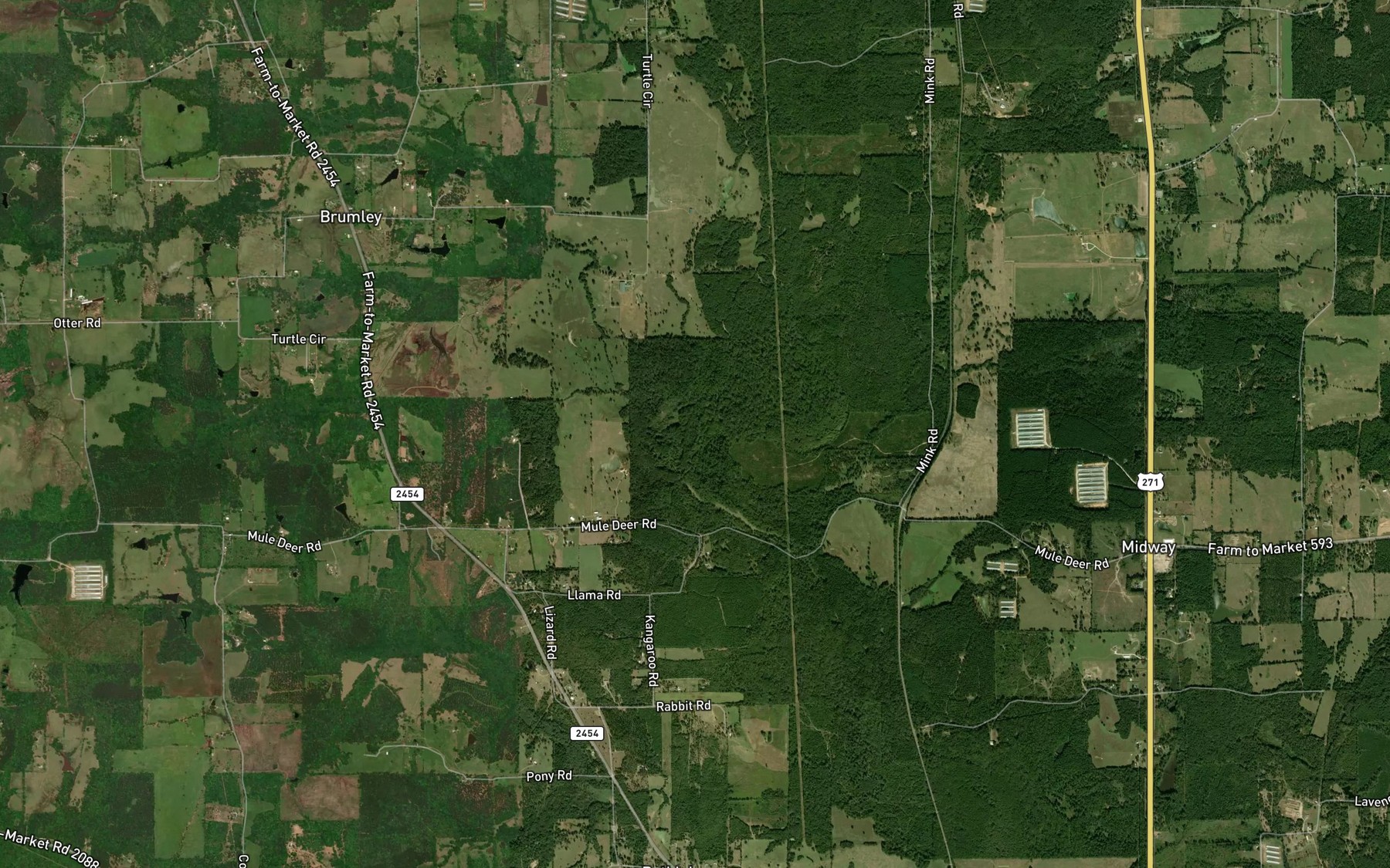 Satellite map of the Catfish Branch