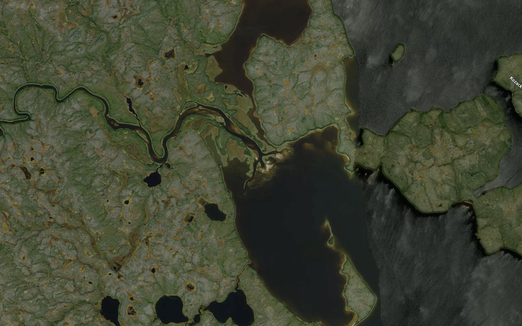 Satellite map of the Rocky River