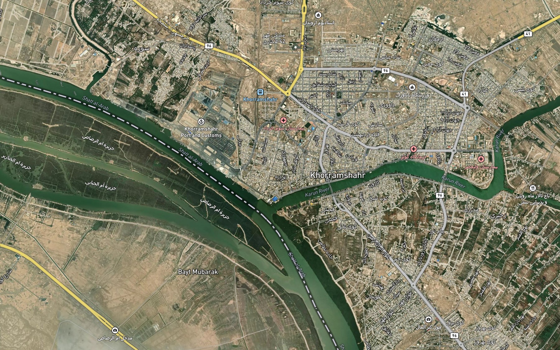 Satellite map of the Haffar Channel