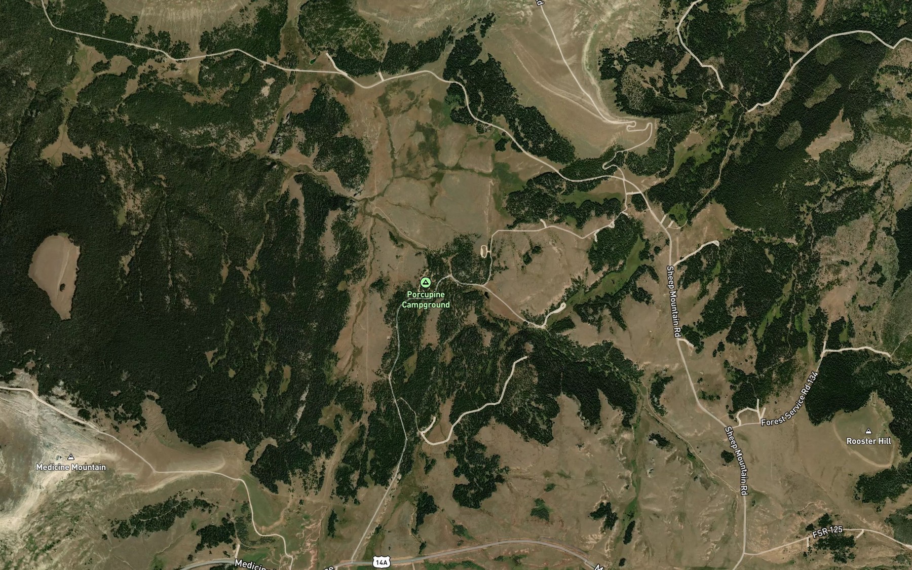 Satellite map of the Bald Mountain Creek