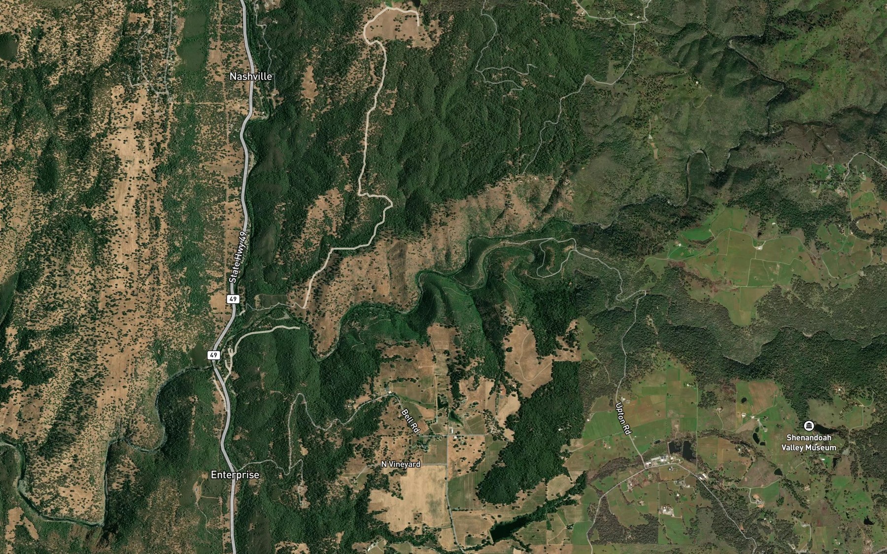 Satellite map of the South Fork Cosumnes River