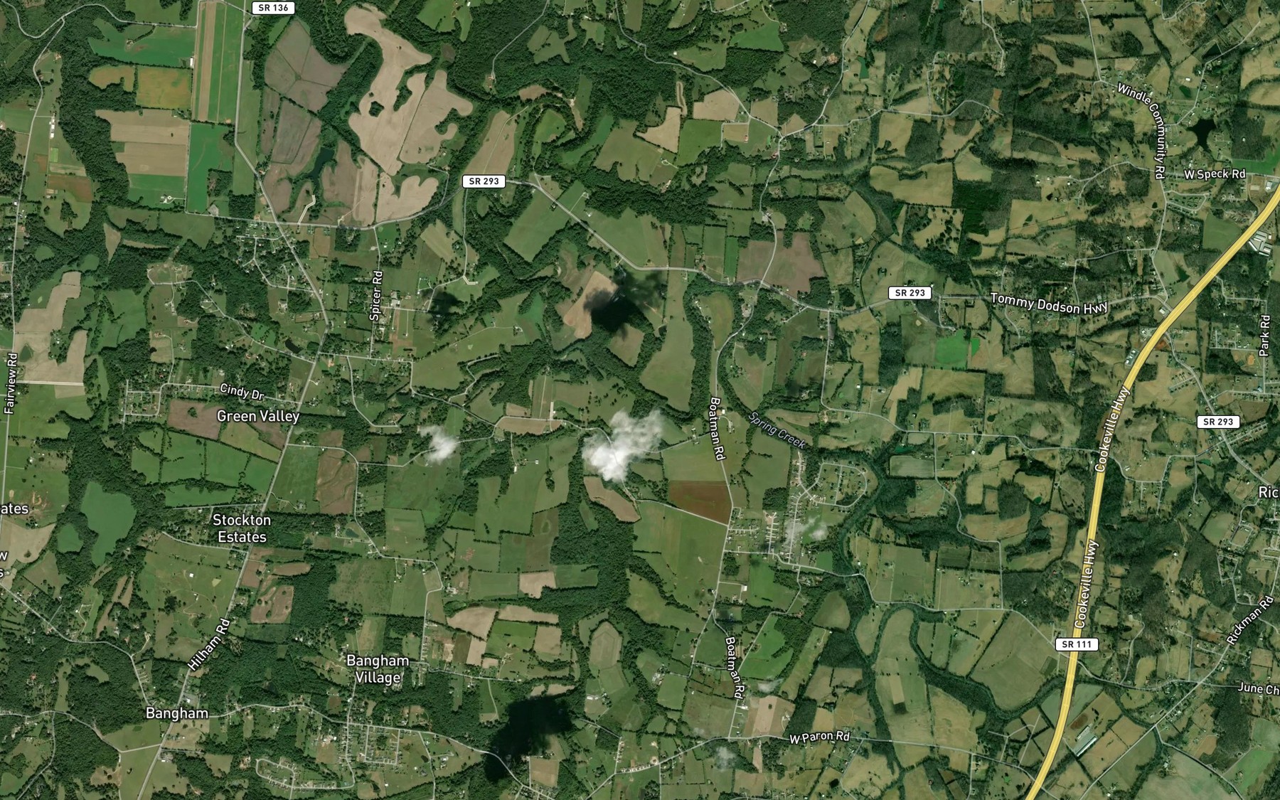 Satellite map of the Bear Creek