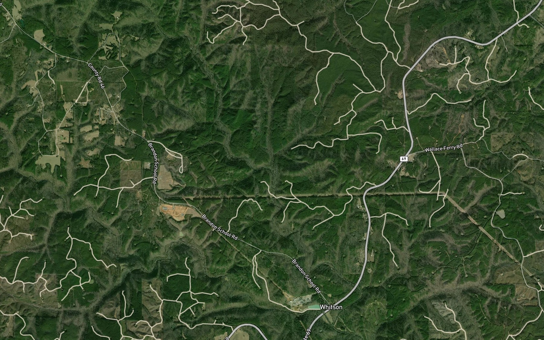 Satellite map of the Upton Spring Branch