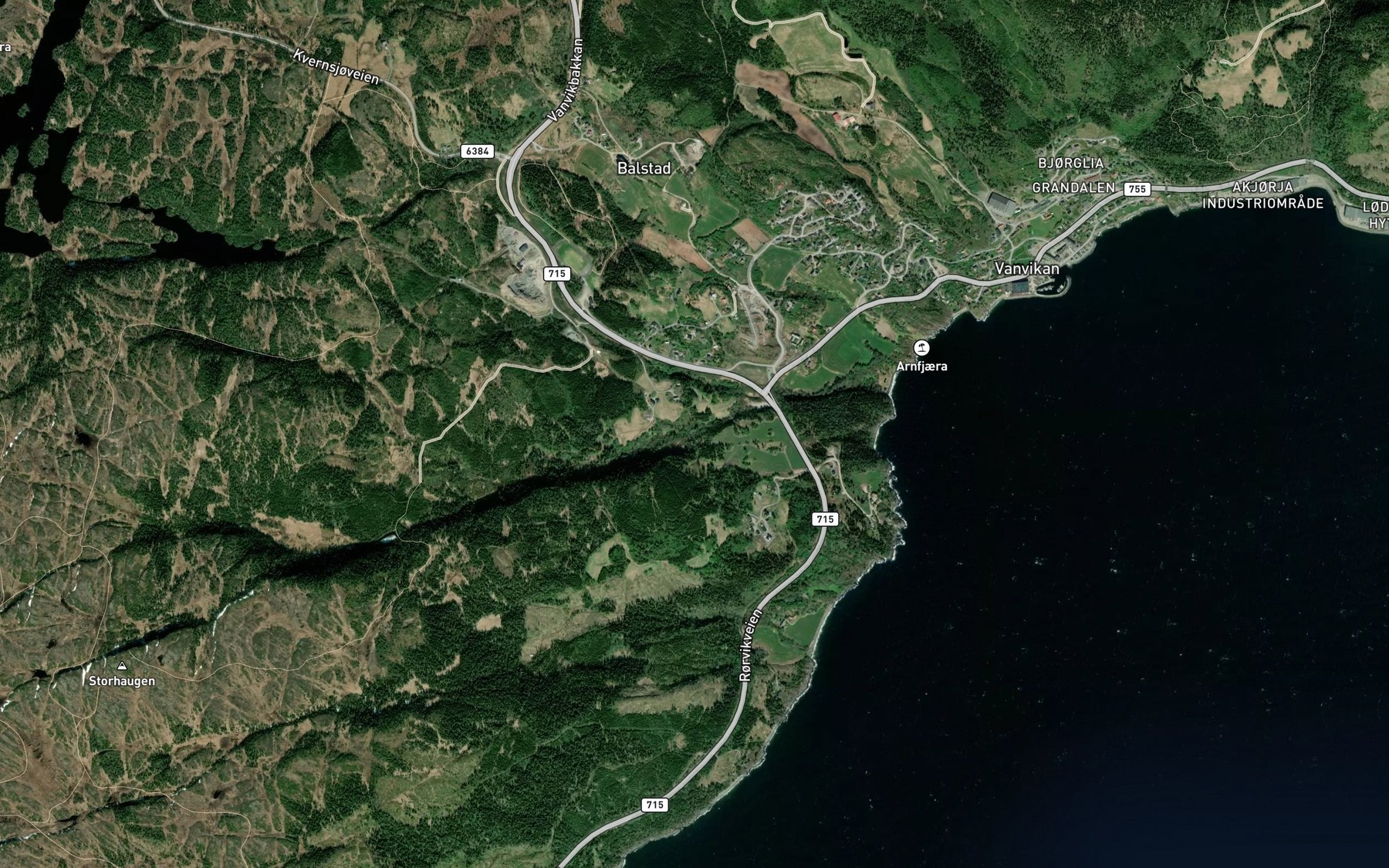 Satellite map of the Ramdalsbekken