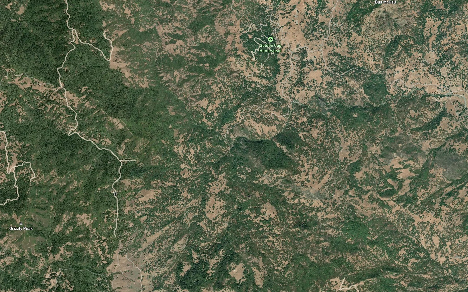 Satellite map of the Middle Fork Feliz Creek