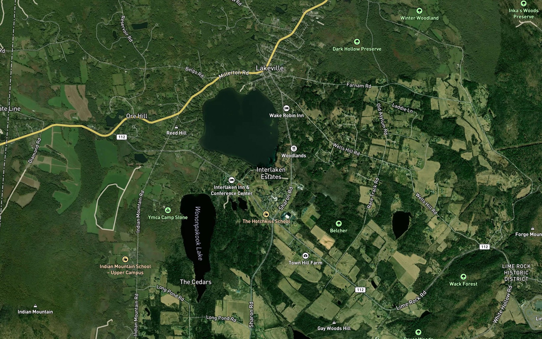 Satellite map of the Sucker Brook