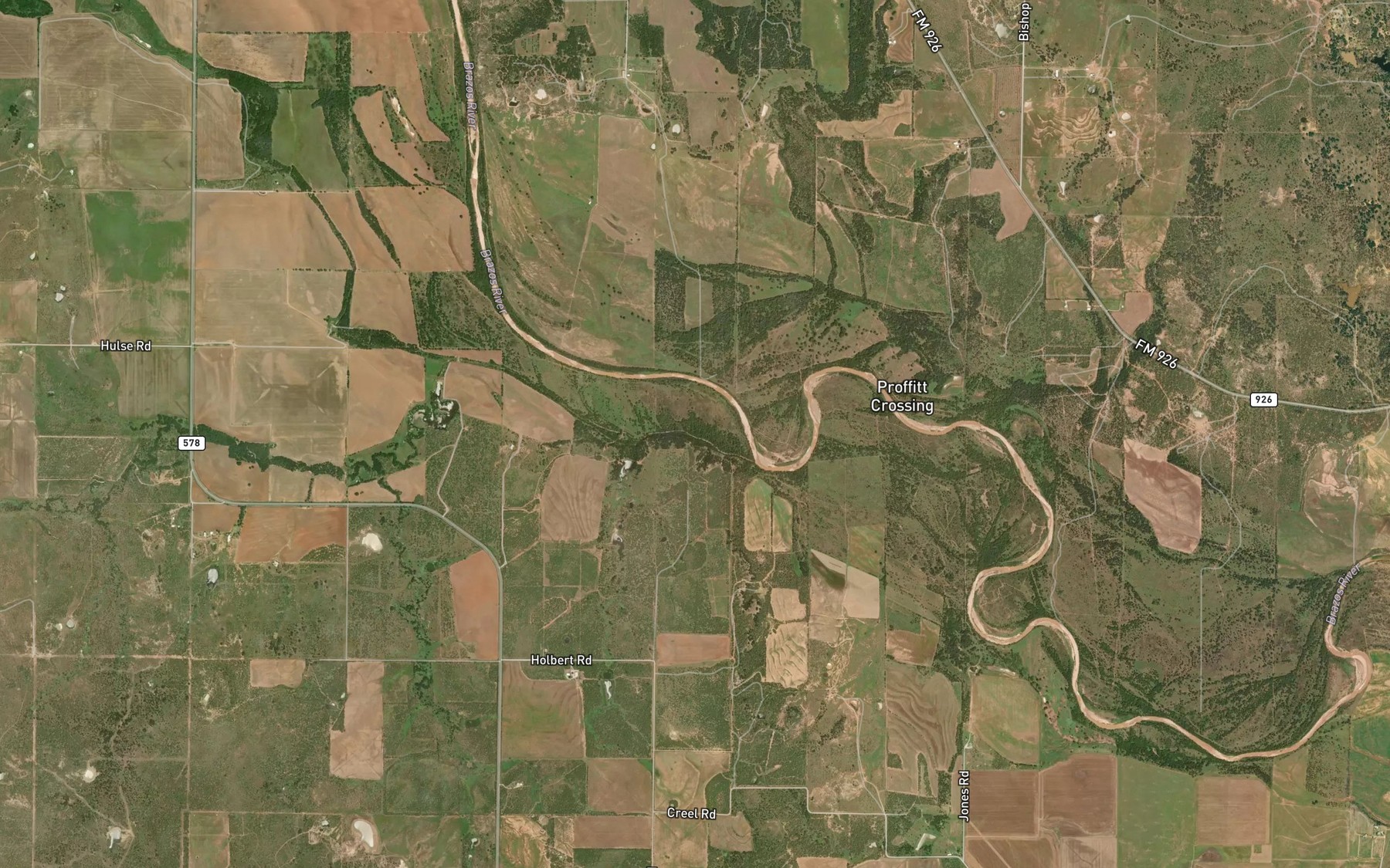 Satellite map of the Boggy Creek