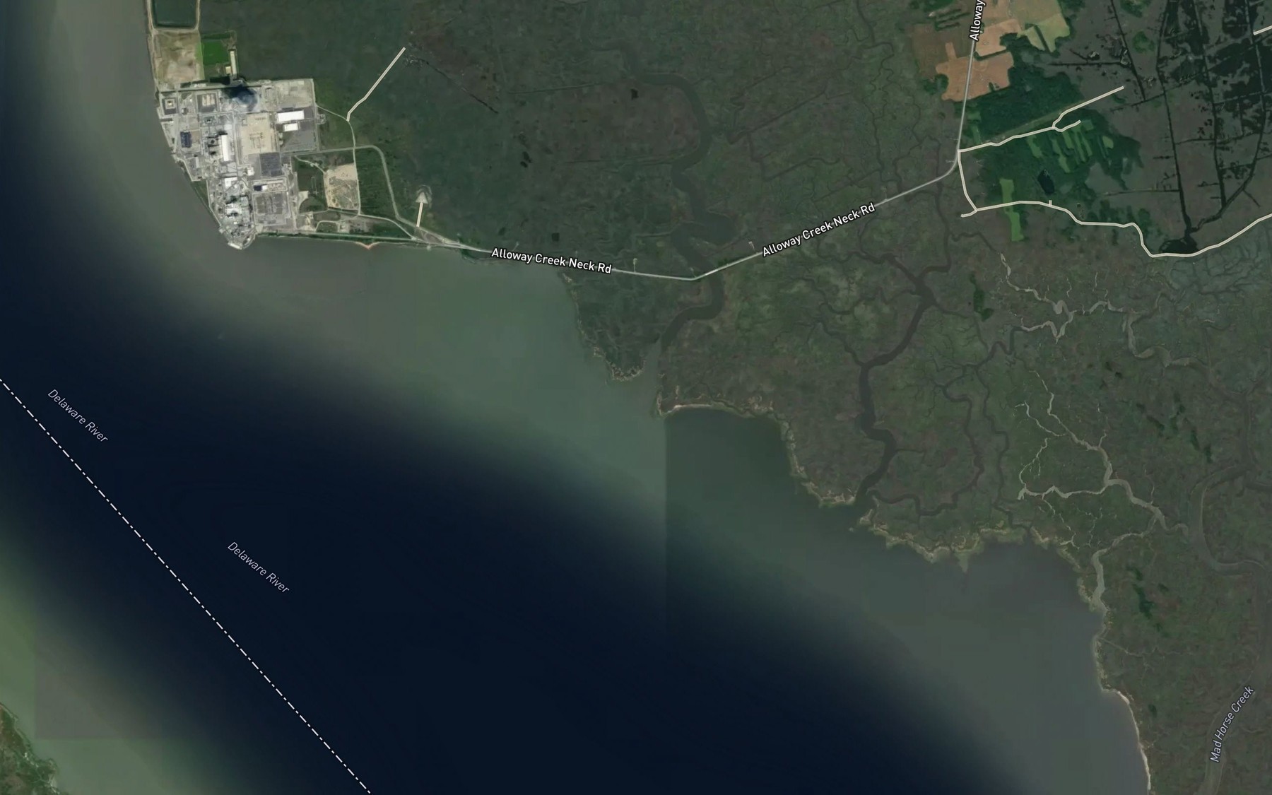 Satellite map of the Hope Creek