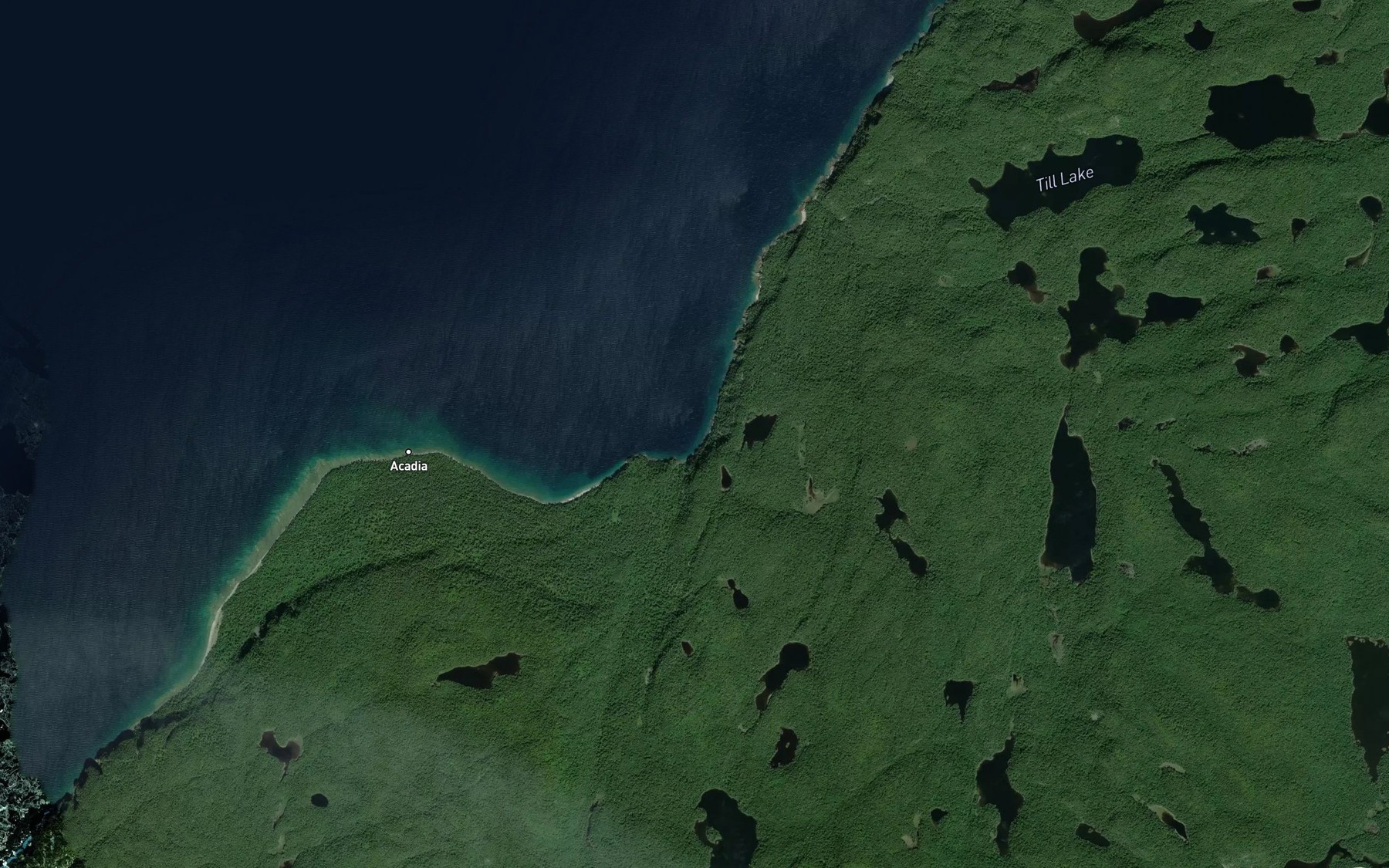 Satellite map of the Bushy Bay