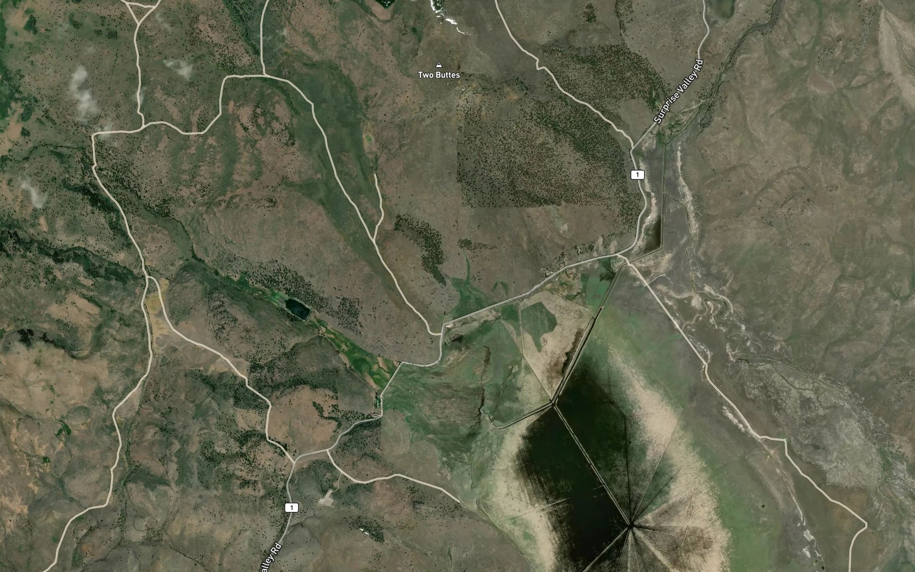 Satellite map of the Ninemile Creek